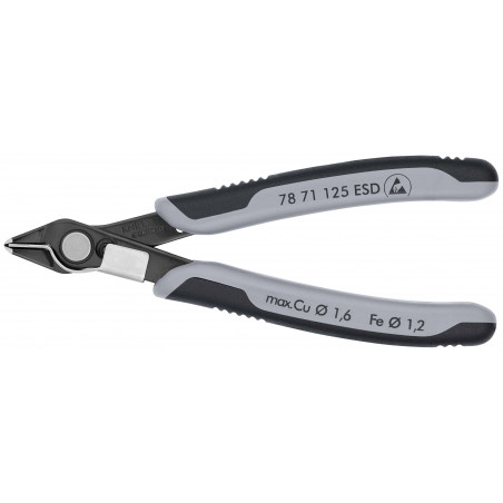 Pince coupante de précision Super Knips® 125mm Ressort - Bi-matière - ESD - KNIPEX | 7871125ESD