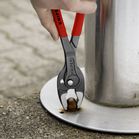 Pince multiprise frontale et latérale Twingrip 250mm - Gainage PVC - Tête polie - KNIPEX | 8201250SB