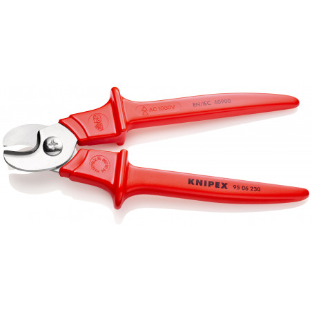 Coupe-câbles 230mm Ø16mm/50mm² - Gainage surmoulé isolé 1000V - Acier inox - KNIPEX | 9506230
