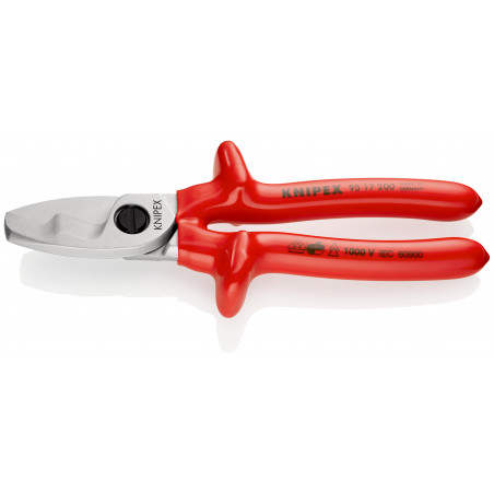 Coupe-câbles 200mm - Ø20mm/70mm² Cu/Al - Gainage surmoulé isolé 1000V - Chromé - KNIPEX | 9517200