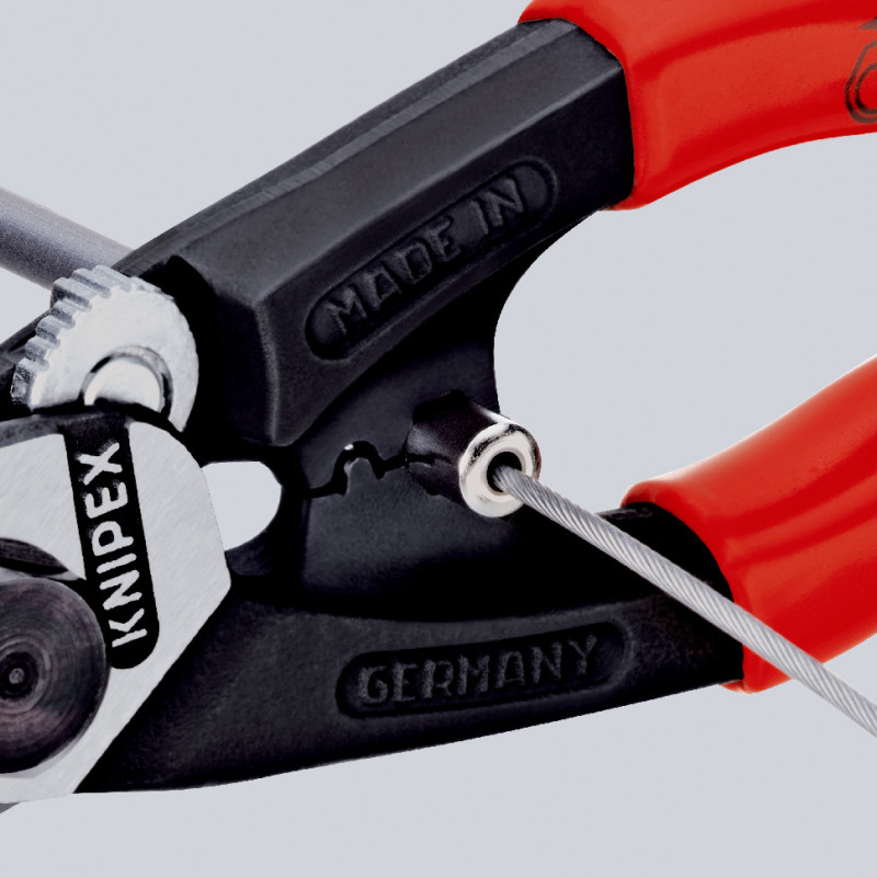 Coupe-câbles acier 190mm - Ø2,5-4-5-7mm - Gainage bi-matière - KNIPEX | 9562190SB