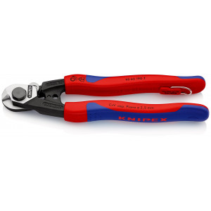 Coupe-câbles acier 190mm - Ø2,5-4-5-7mm - Gainage bi-matière - illet antichute - KNIPEX | 9562190TBK