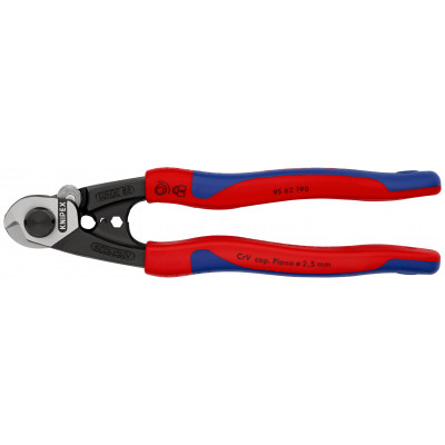 Coupe-câbles acier 190mm - Ø2,5-4-5-7mm - Gainage bi-matière - KNIPEX | 9562190