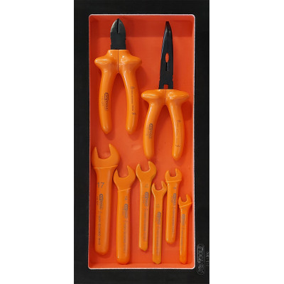 Module de 6 clés à fourches et 2 pinces isolées 1000 V - KSTools | 713.1124