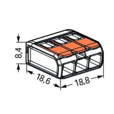 Borne de raccordement WAGO 221 Mini 3x4mm² à leviers souple & rigide - Wago | 221-413