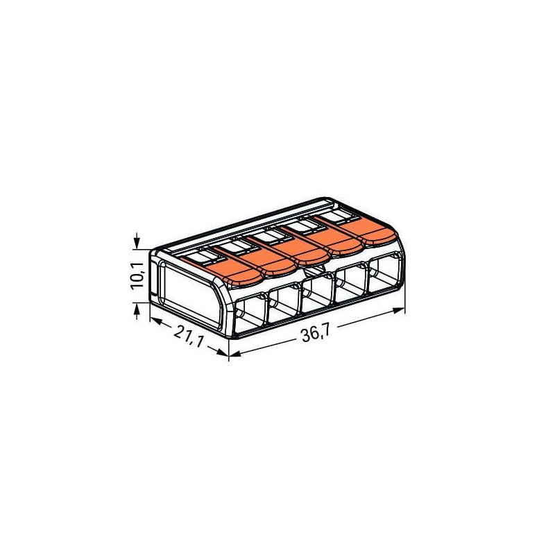 Borne WAGO 221 5x6mm² à leviers souple & rigide - Wago | 221-615