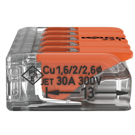 Borne WAGO 221 5x6mm² à leviers souple & rigide - Wago | 221-615