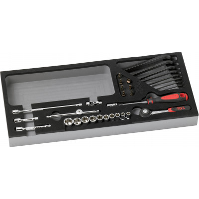 MODULE MOUSSE 1/3 DE 34 OUTILS 1/4'' 6 PANS EN MM - SAM | 73-R34MM