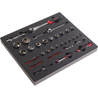 MODULE MOUSSE 2/3 DE 60 OUTILS EN MM CLIQUETS 1/4 + PUSH 1/2 - SAM | 75-SHR60-1MM