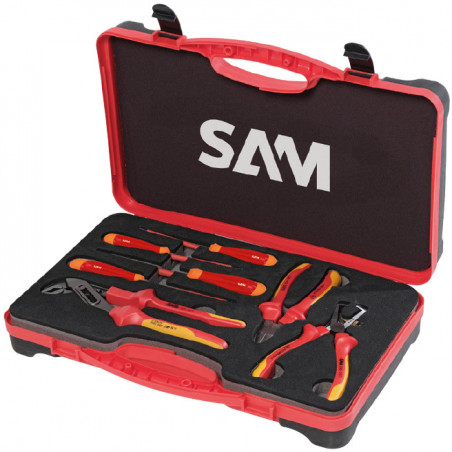 OUTIL ISOLE 1000 VOLTS - 3 PINCES ET 4 TOURNEVIS EN COFFRET - SAM | ZTC-J7TI