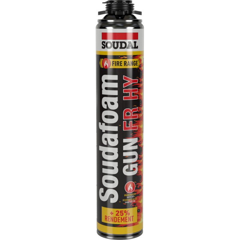 Mousse Polyuréthane SOUDAFOAM FR HY Pistolable [Gun Vis Duravalve] Aérosol 750 ML - SOUDAL | 146750