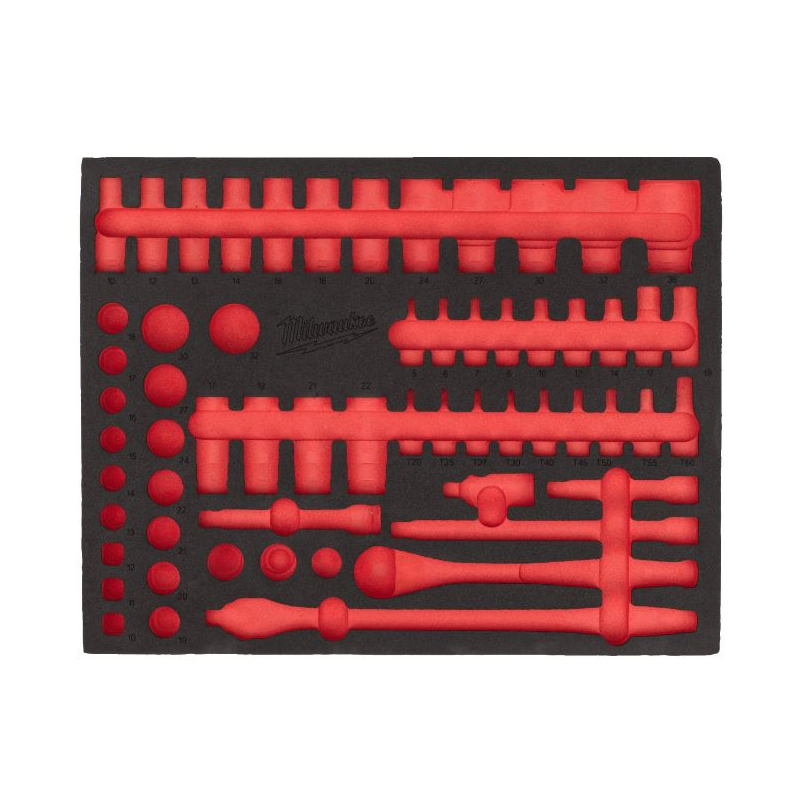 MODULE MOUSSE VIDE  POUR JEU DE DOUILLES ET CLIQUETS 1/4" ET 3/8" DE 153 PCS - Milwaukee | 4932500762