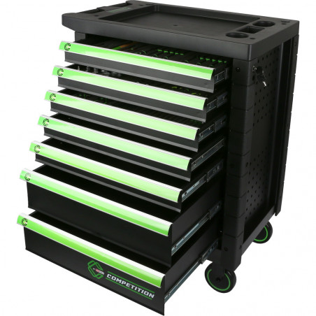 Servante d'atelier COMPETITION avec 7 tiroirs et 119 outils premium - KSTools | 512.3119