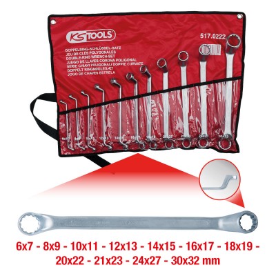 Clé polygonale contre-coudée, 11 pcs. 6-32mm - KSTools | 517.0222