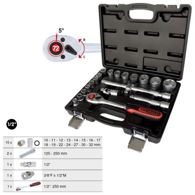 Coffret de douilles 1/2'', 20 pcs. - KSTools | 911.0620
