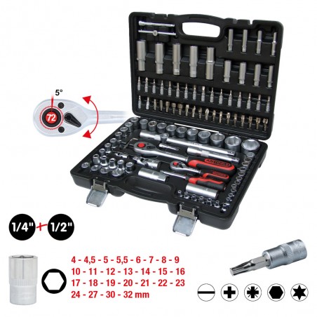 Coffret de douilles 1/4'' + 1/2'', 108 pcs. - KSTools | 911.0708