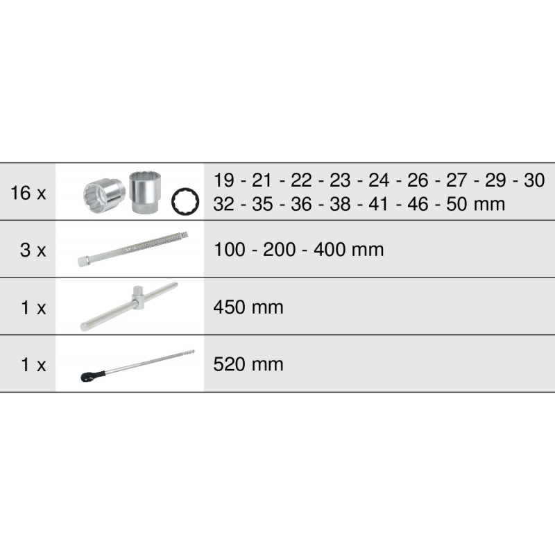 Coffret de douilles 12 pans métriques et accessoires 3/4'', 21 pièces - KSTools | 911.0722