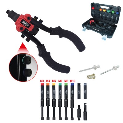 Coffret de pinces à rivets 3 en 1, 15 pièces - KSTools | 150.9805
