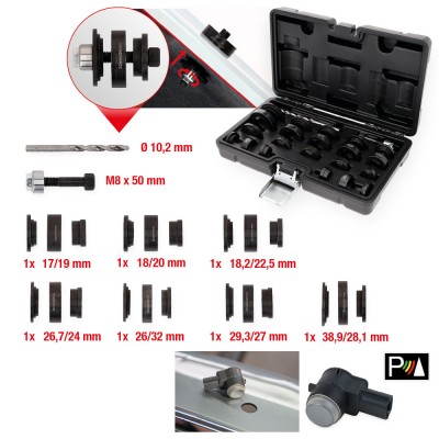 Coffret pour perçage des logements de capteurs de distance, 23 pcs  - KSTools | 140.2650