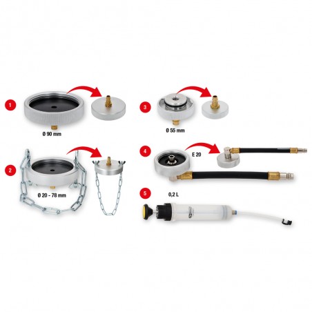 Jeu d’adaptateurs universel pour la purge des freins avec pompe manuelle, 5 pcs - KSTools | 160.0785