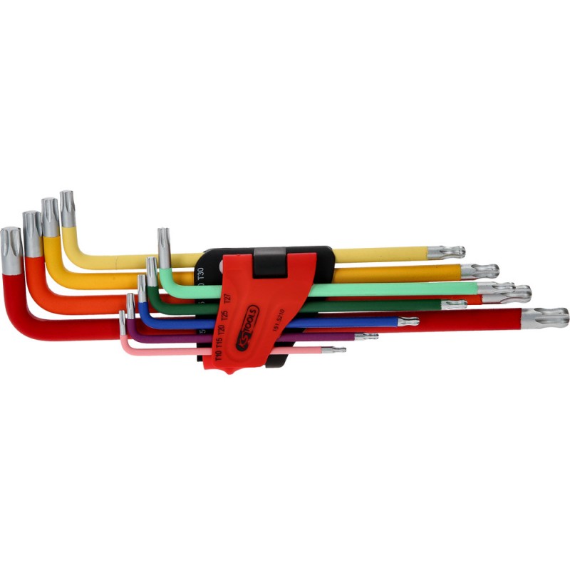 Jeu de clés TORX coudées à têtes sphériques, très longues, 9 pcs. - KSTools | 151.5210