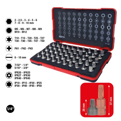 Jeu de douilles à embout 1/4''  extra-courtes, 50 pcs - KSTools | 911.1850