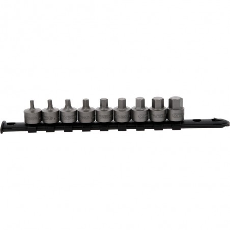 Jeu de douilles à embout 3/8''  à 6 pans creux, courtes, 9 pcs, 4-14 mm - KSTools | 917.4000