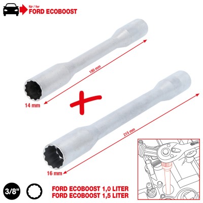 Jeu de douilles pour bougies d’allumage 3/8''  pour moteurs EcoBoost, 2 pcs - KSTools | 517.1135