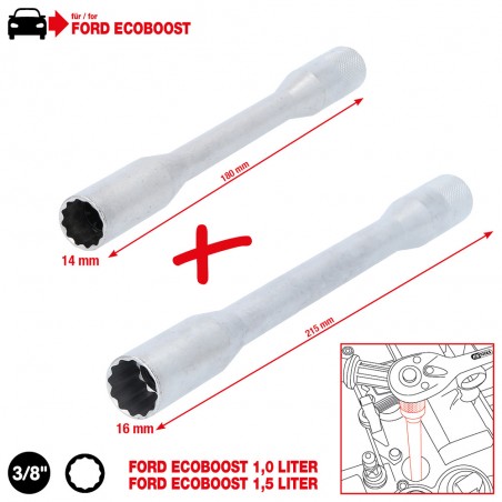 Jeu de douilles pour bougies d’allumage 3/8''  pour moteurs EcoBoost, 2 pcs - KSTools | 517.1135