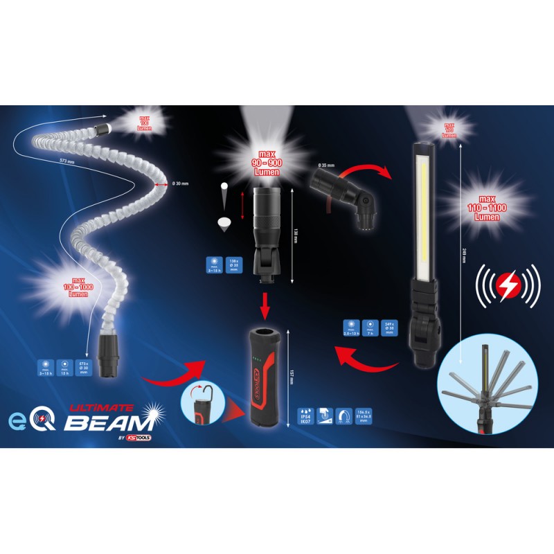 Lampe de chantier 3en1 eQi UltimateBEAM - KSTools | 150.4600