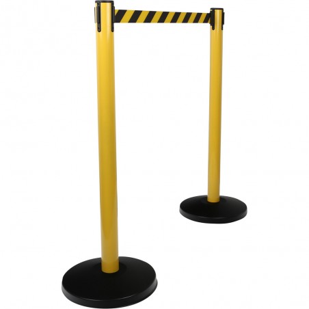 Poteau à sangle de délimitation, sangle noire-jaune - KSTools | 117.1555