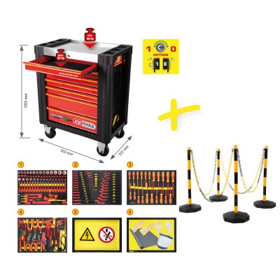 Servante d’atelier PERFORMANCEplus e10 avec 164 outils isolés pour véhicules électriques et hybrides - KSTools | 117.6155
