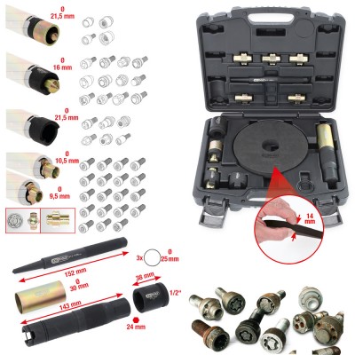 Set pour démontage d’écrous antivol, 15 pcs - KSTools | 913.1430