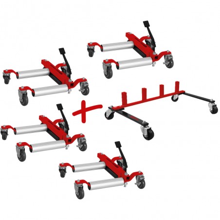 Support de rangement avec 4 chariots de manutention hydrauliques Performance  5 pcs - KSTools | 160.1220