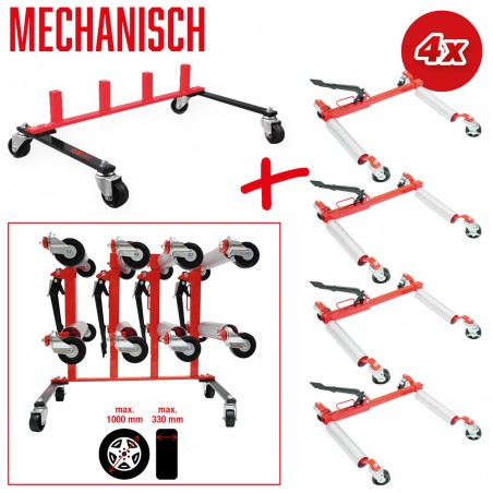 Support de rangement avec 4 chariots de manutention mécaniques Performance, 5 pcs - KSTools | 160.1225