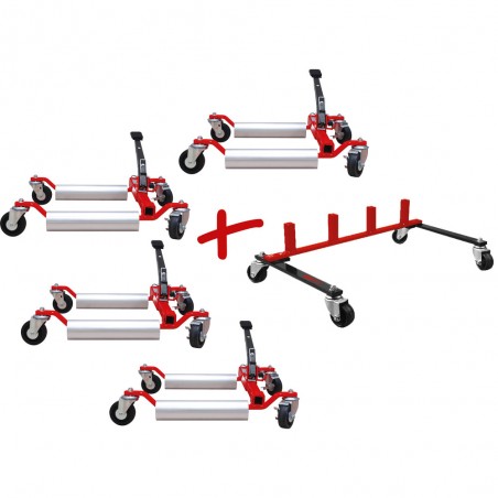 Support de rangement avec 4 chariots de manutention mécaniques Performance, 5 pcs - KSTools | 160.1225