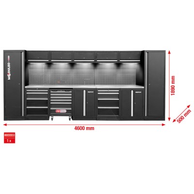 Système d’armoire d’atelier, droit, 4600 x 500 mm, variante 1 - KSTools | 866.6230