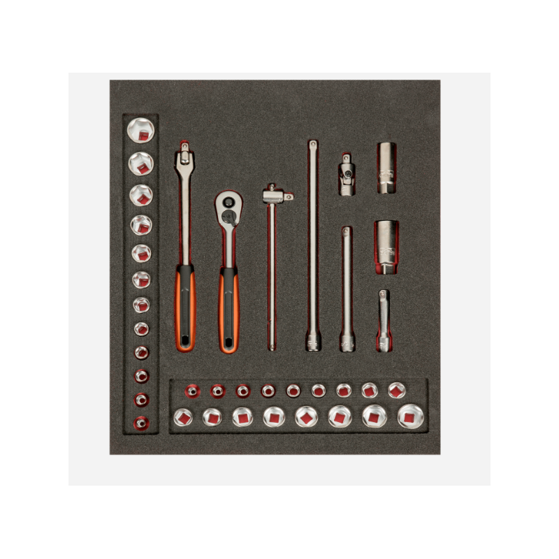 Jeu de douilles 3/8", module mousse 2/3 Fit&Go - 38 pcs - Bahco | FF1F2103