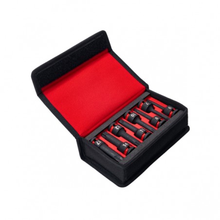 Jeu de 8 douilles 1/2" tournevis impact OGV Grip 6 pans en coffret textile édition limitée EO31  - FACOM | NSHGRPJ8-EO31