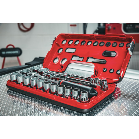 COFFRET DBOX CLIQUET ETANCHE + DOUILLES 1/2 6 PANS 21 PICES OGV GRIP FACOM | SL.DBOX1GRPPB