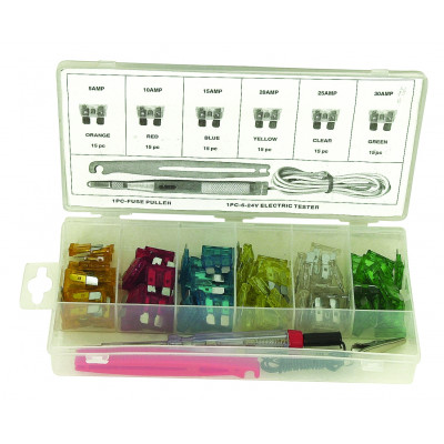Assortiment de 92 pièces - fusibles - 1 testeur - 1 pince- SODISE | 14103﻿